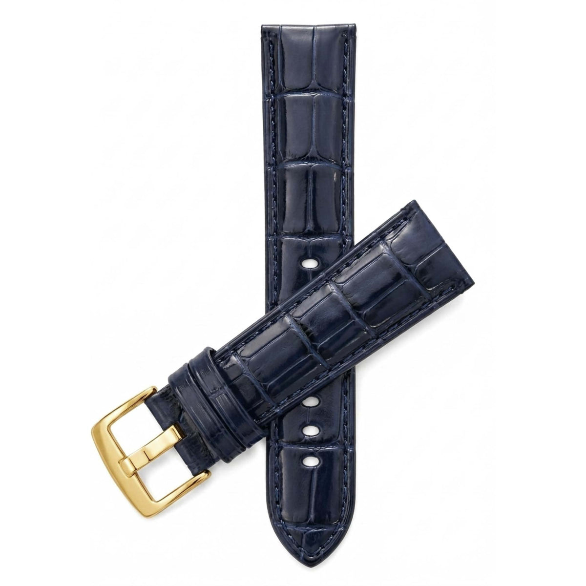 Bandini Leather Alligator Pattern Watch Band for Men, 18mm to 38mm (Standard or Extra Long)