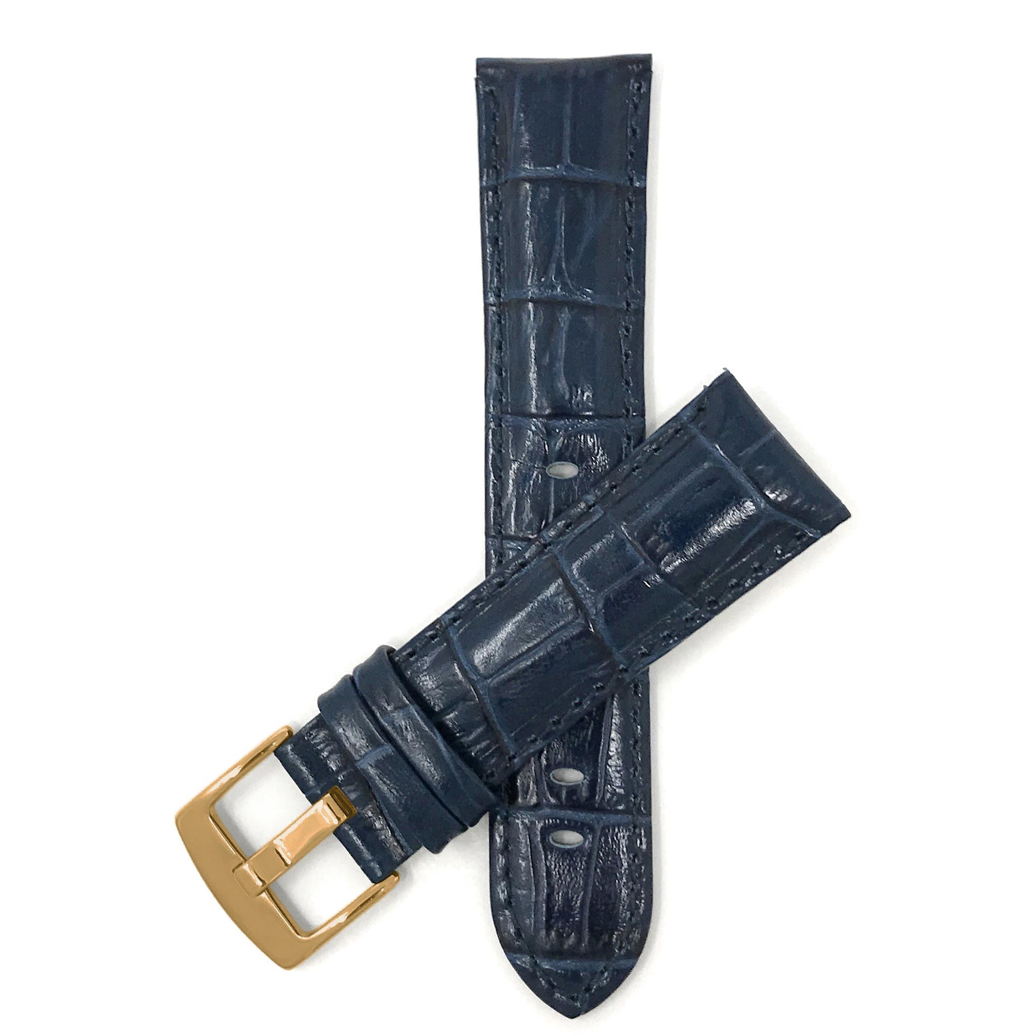Bandini Leather Alligator Pattern Watch Band for Men, 18mm to 38mm (Standard or Extra Long)
