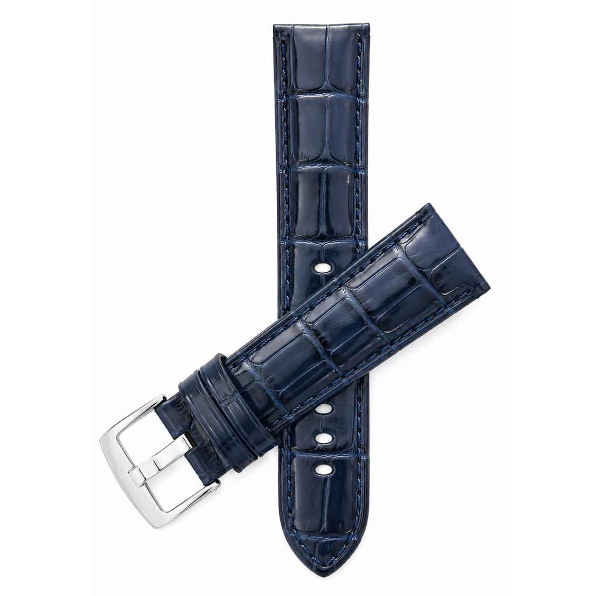 Bandini Leather Alligator Pattern Watch Band for Men, 18mm to 38mm (Standard or Extra Long)