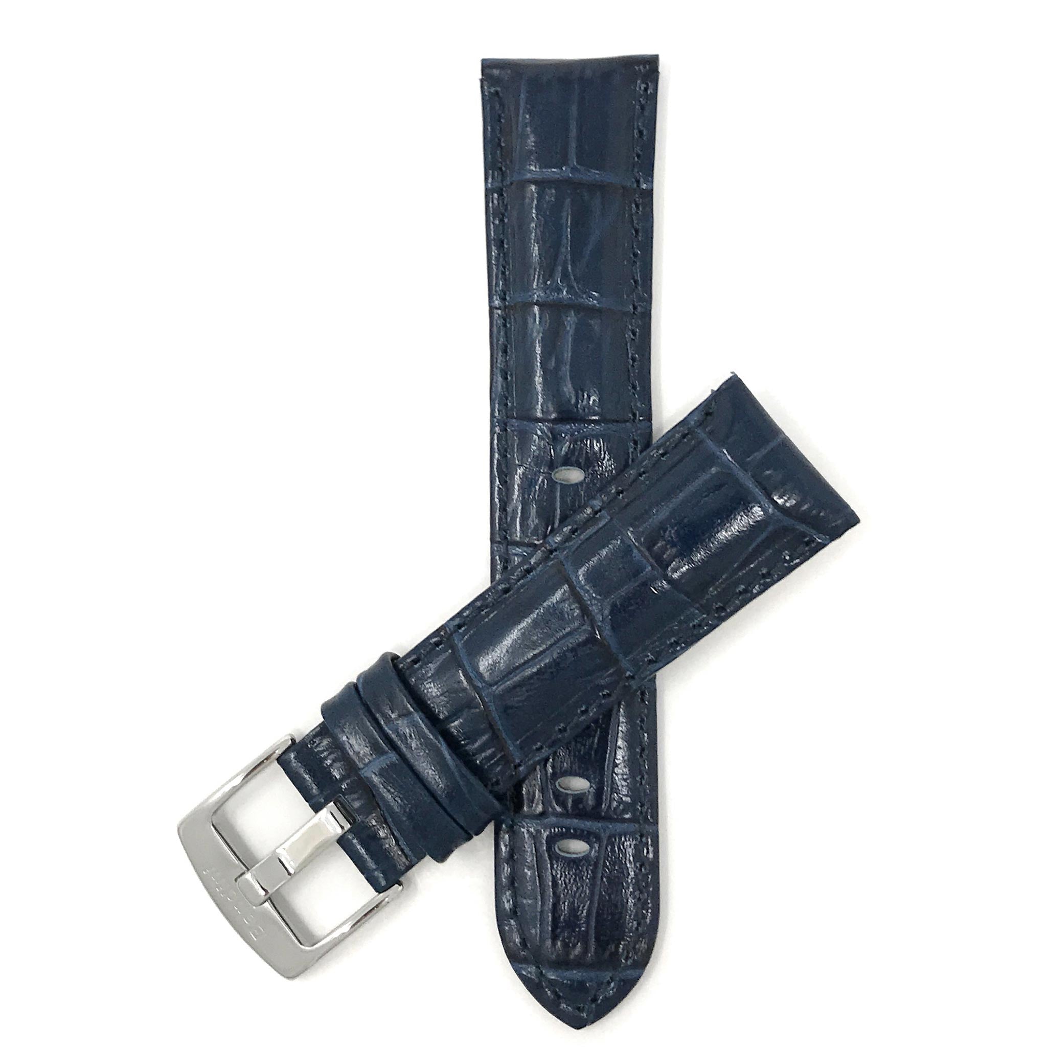 Bandini Leather Alligator Pattern Watch Band for Men, 18mm to 38mm (Standard or Extra Long)