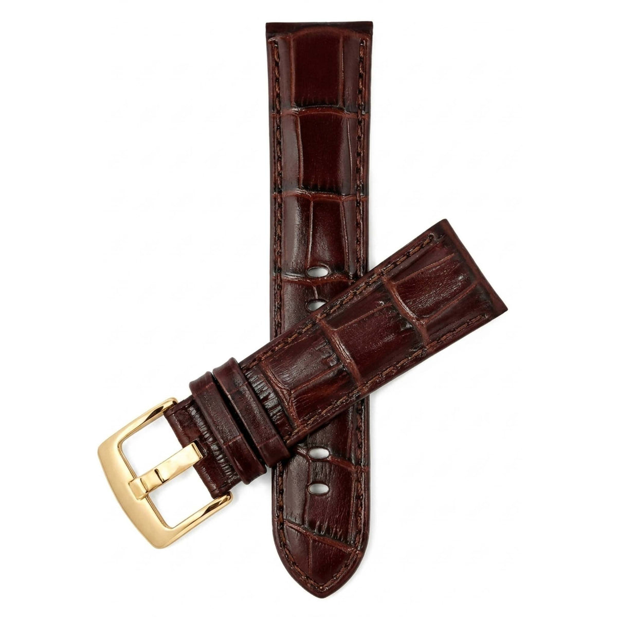 Bandini Leather Alligator Pattern Watch Band for Men, 18mm to 38mm (Standard or Extra Long)
