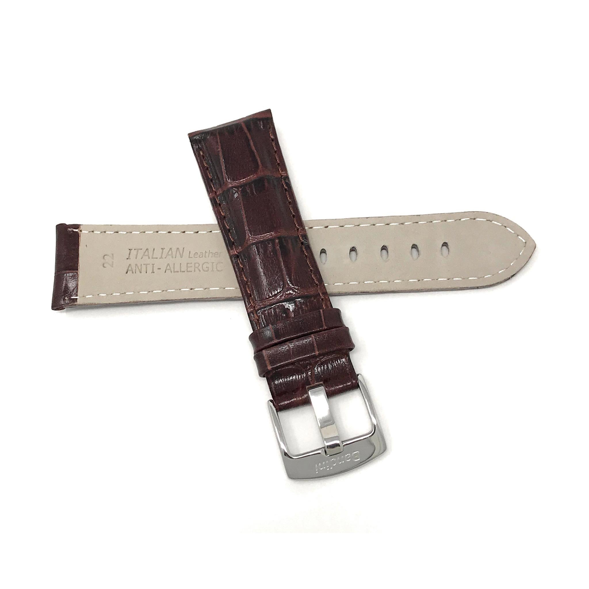 Bandini Leather Alligator Pattern Watch Band for Men, 18mm to 38mm (Standard or Extra Long)