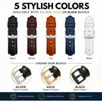 Bandini Leather Alligator Pattern Watch Band for Men, 18mm to 38mm (Standard or Extra Long)