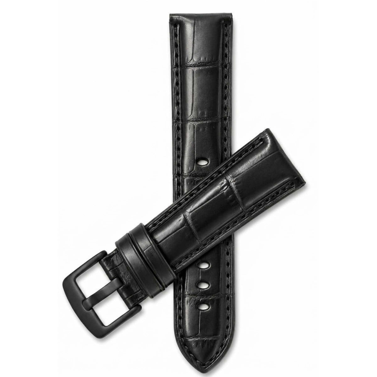 Bandini Leather Alligator Pattern Watch Band for Men, 18mm to 38mm (Standard or Extra Long)