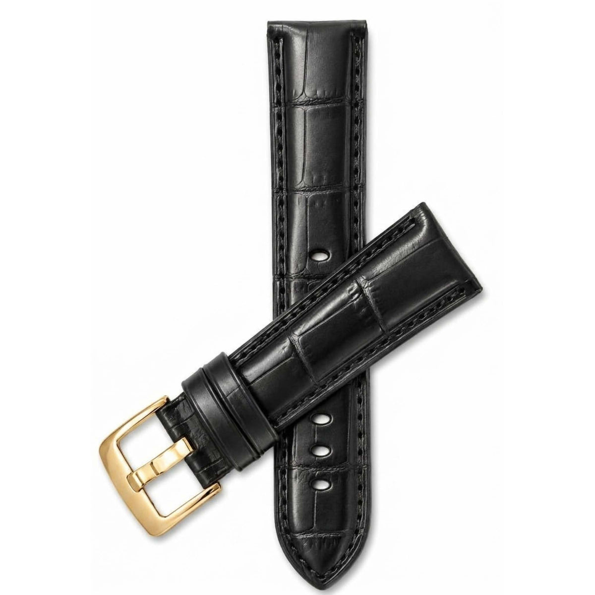 Bandini Leather Alligator Pattern Watch Band for Men, 18mm to 38mm (Standard or Extra Long)