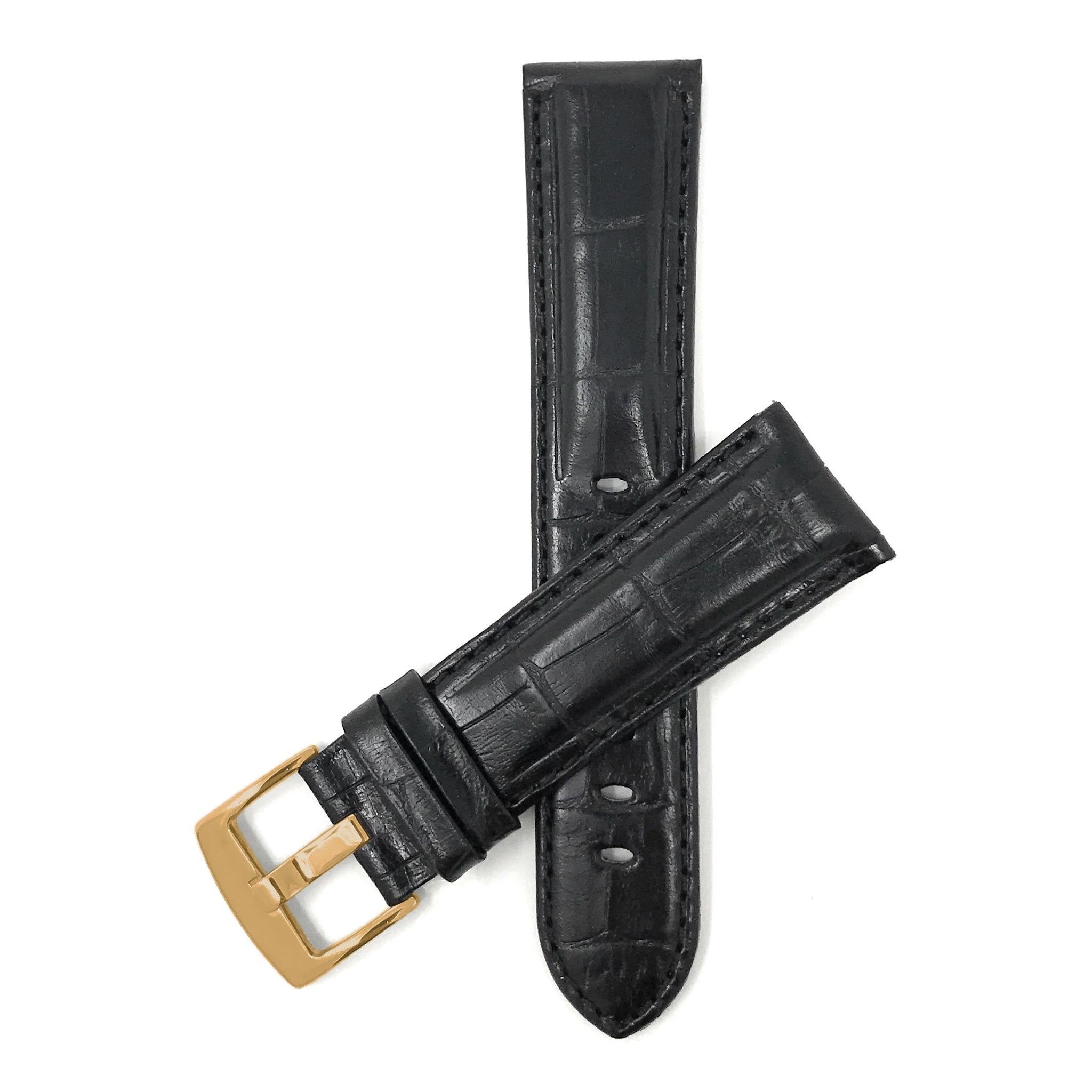 Bandini Leather Alligator Pattern Watch Band for Men, 18mm to 38mm (Standard or Extra Long)