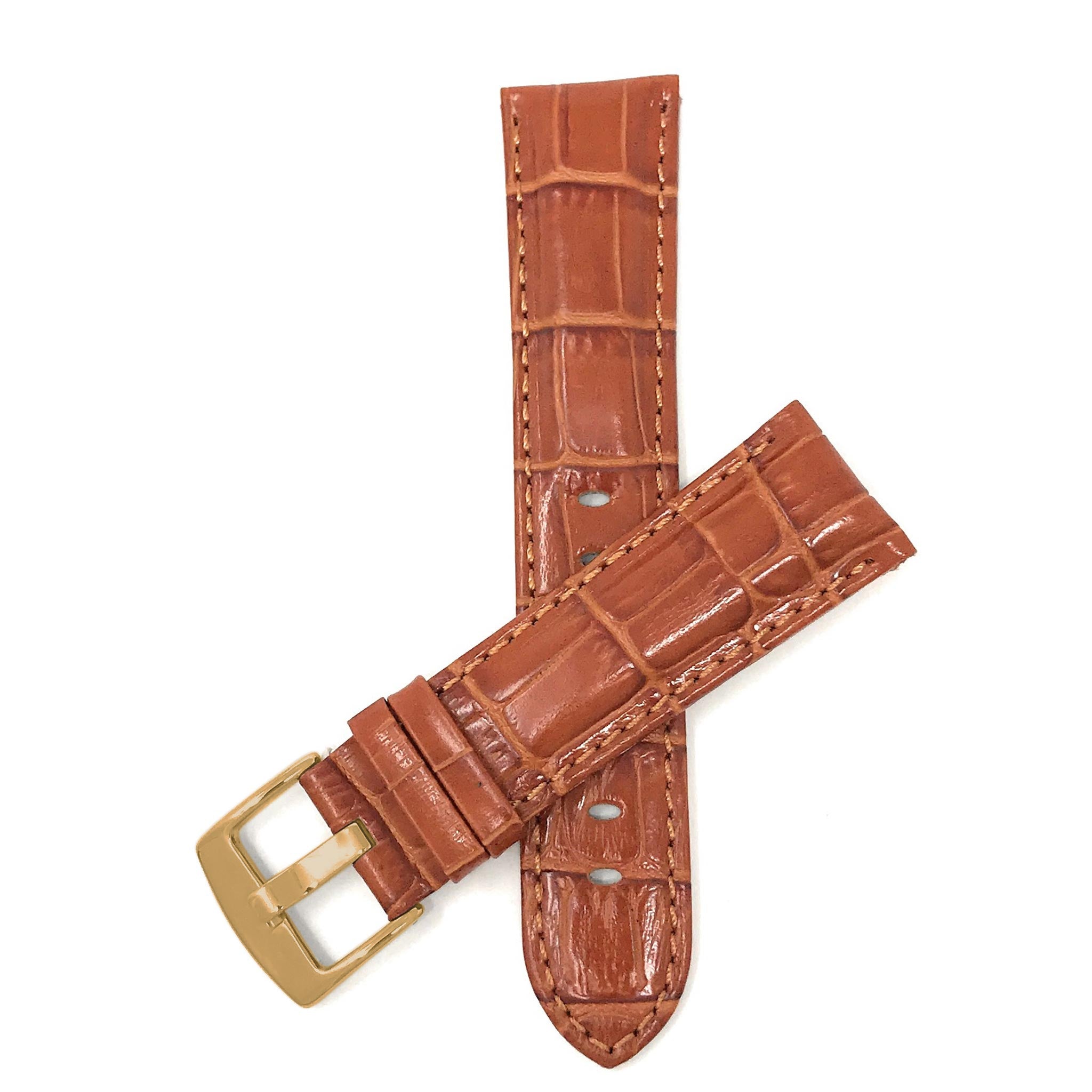 Bandini Leather Alligator Pattern Watch Band for Men, 18mm to 38mm (Standard or Extra Long)