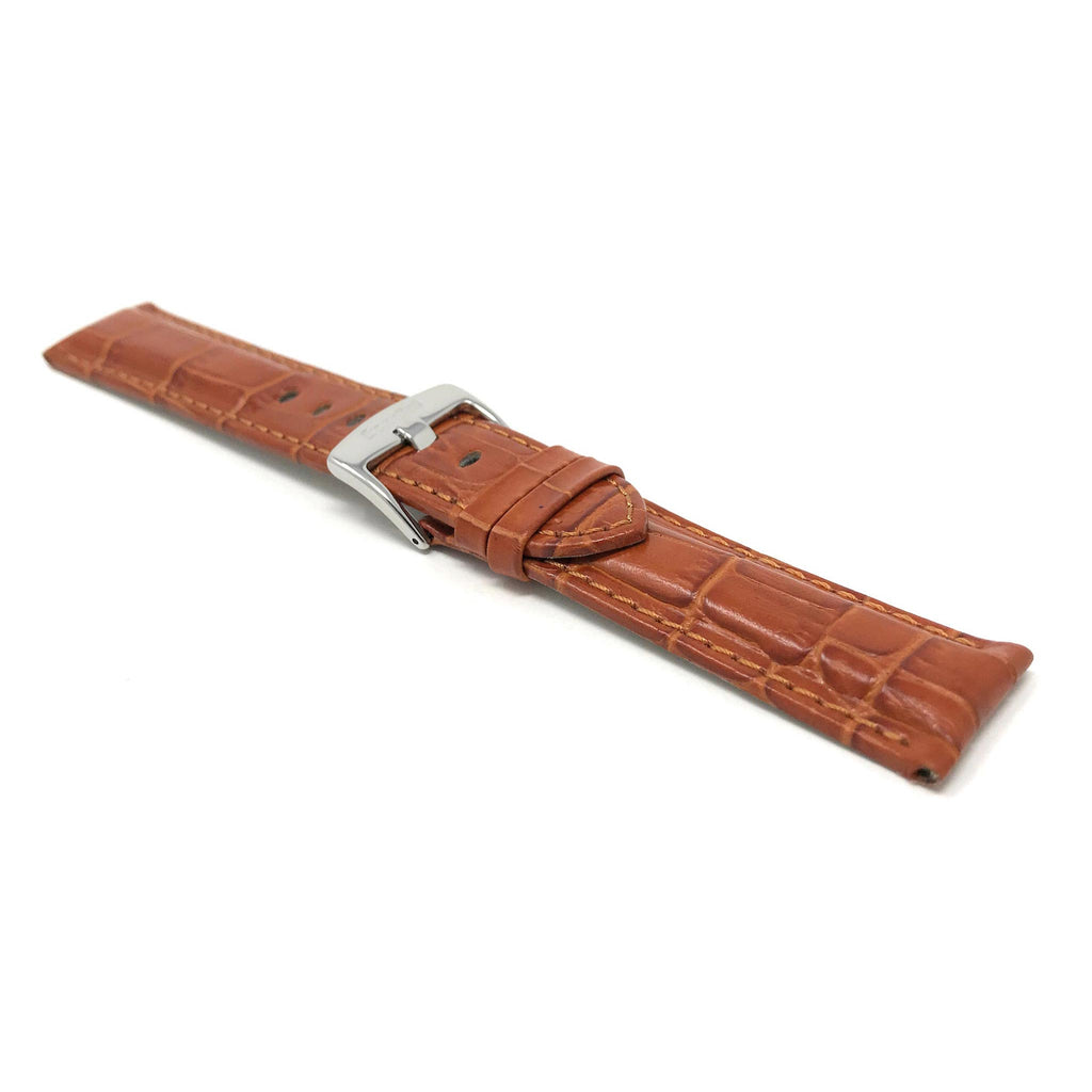 Bandini Leather Alligator Pattern Watch Band for Men, 18mm to 38mm (Standard or Extra Long)