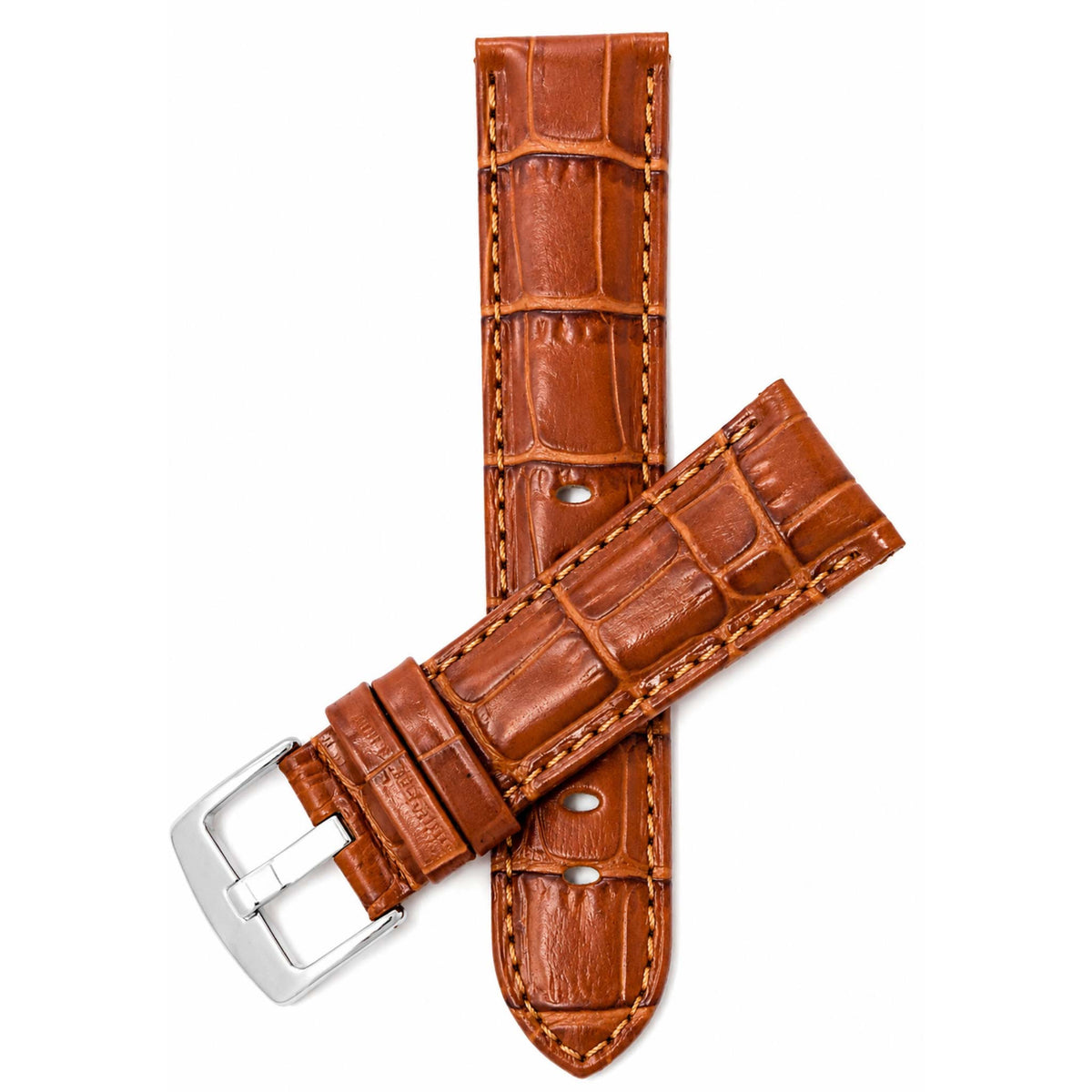 Bandini Leather Alligator Pattern Watch Band for Men, 18mm to 38mm (Standard or Extra Long)