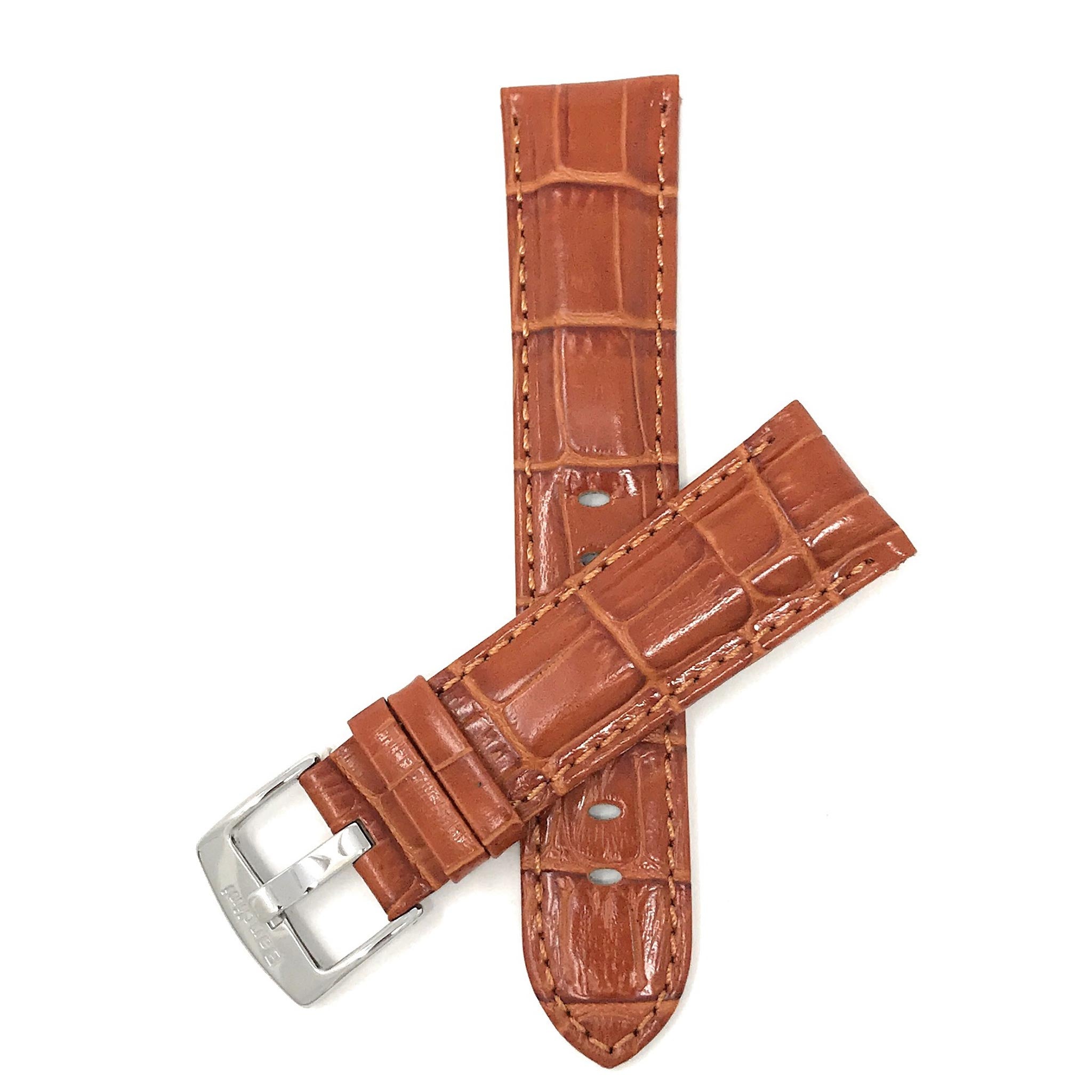 Bandini Leather Alligator Pattern Watch Band for Men, 18mm to 38mm (Standard or Extra Long)