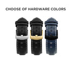 Bandini Mens Leather Watch Band for Apple Watch - Alligator Pattern, White Stitch