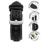 Bandini Mens Leather Watch Band for Apple Watch - Alligator Pattern, White Stitch