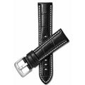 Bandini Leather Alligator Pattern Watch Band for Men White Stitch 18mm to 38mm (Standard or Extra Long)