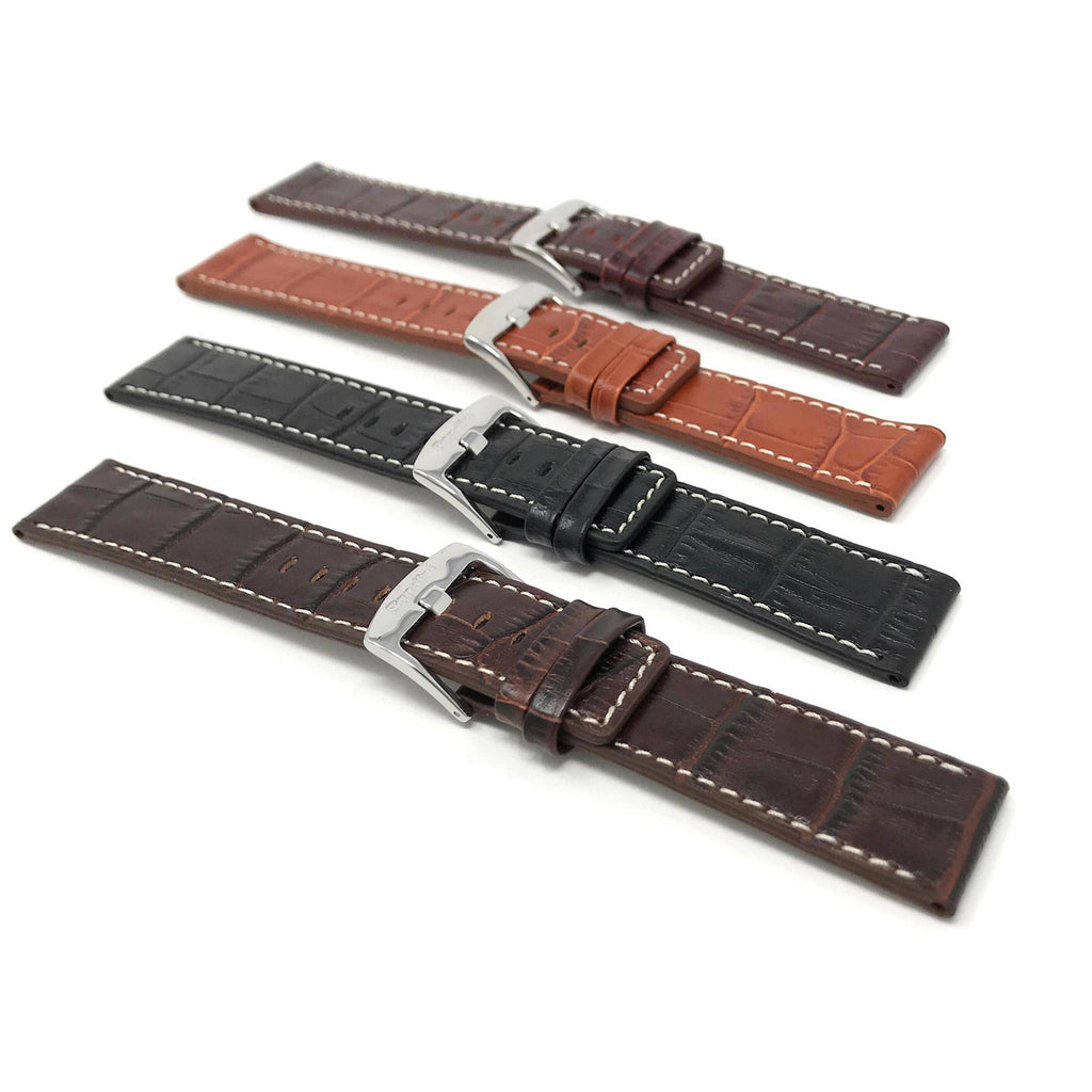 Bandini Square Tip Leather Alligator Pattern Watch Band – 22mm 24mm 26mm 28mm 30mm