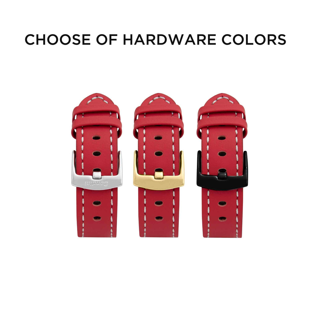 Bandini Leather Aviator Watch Band for Apple Watch - White Stitch