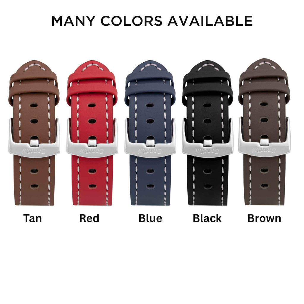 Bandini Leather Aviator Watch Band for Apple Watch - White Stitch