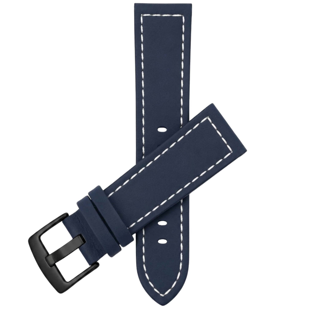 Bandini Leather Aviator Watch Band, White Stitch - 18mm to 28mm
