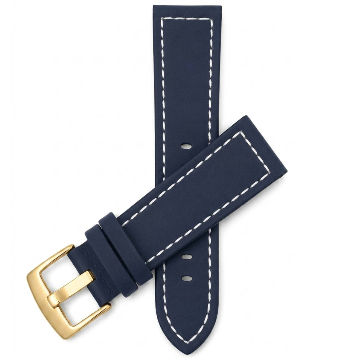 Bandini Leather Aviator Watch Band, White Stitch - 18mm to 28mm