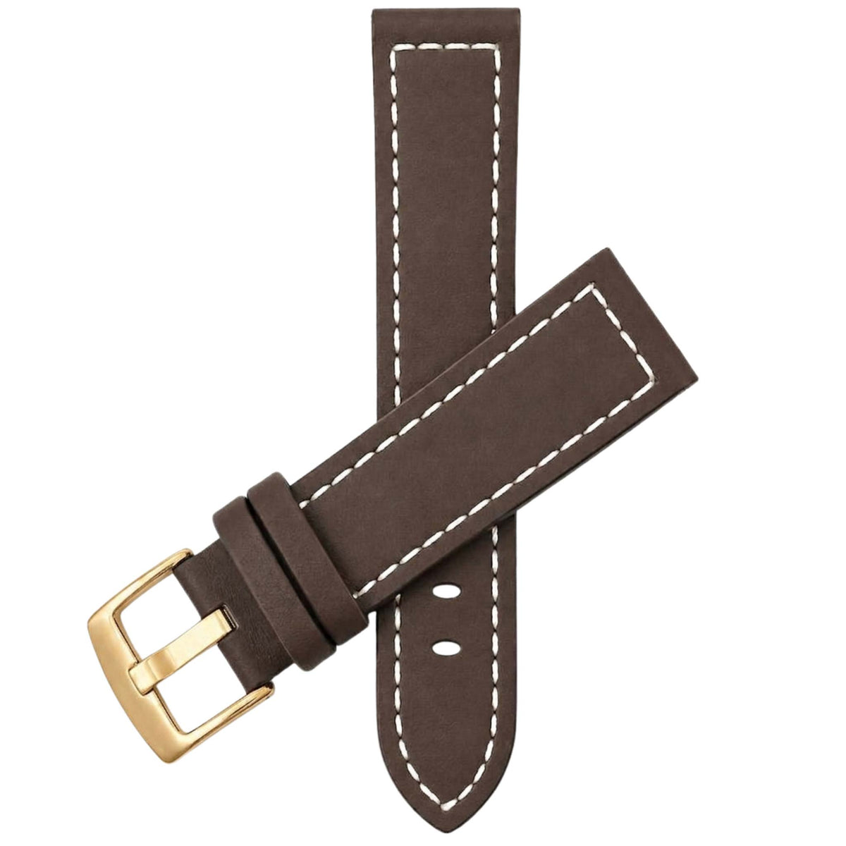 Bandini Leather Aviator Watch Band, White Stitch - 18mm to 28mm