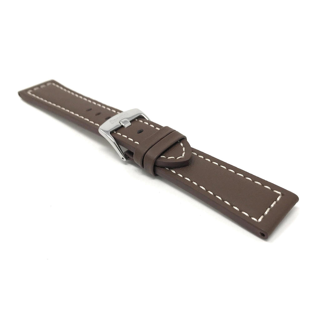 Bandini Leather Aviator Watch Band, White Stitch - 18mm to 28mm