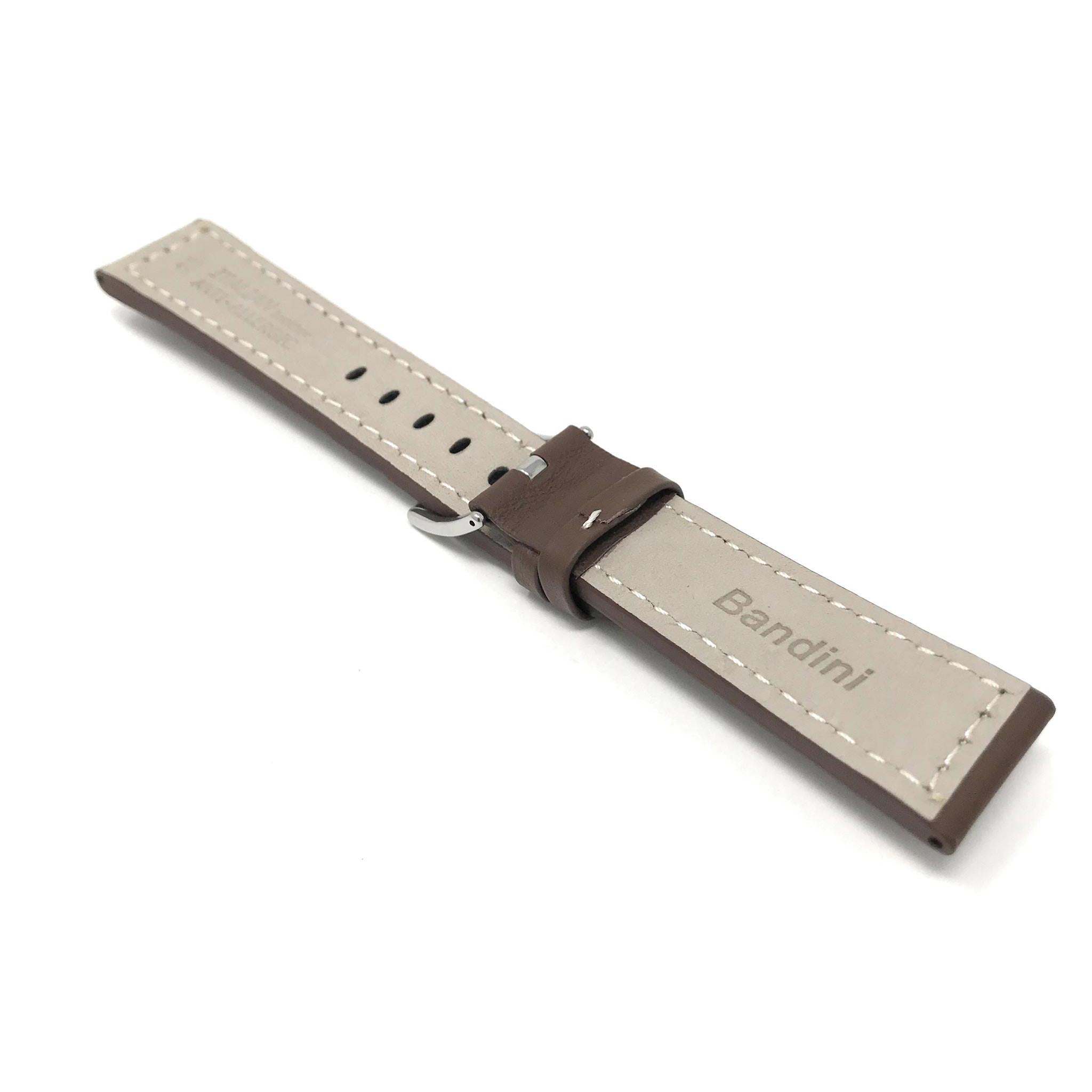 Bandini Leather Aviator Watch Band, White Stitch - 18mm to 28mm