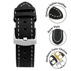 Bandini Leather Aviator Watch Band for Apple Watch - White Stitch