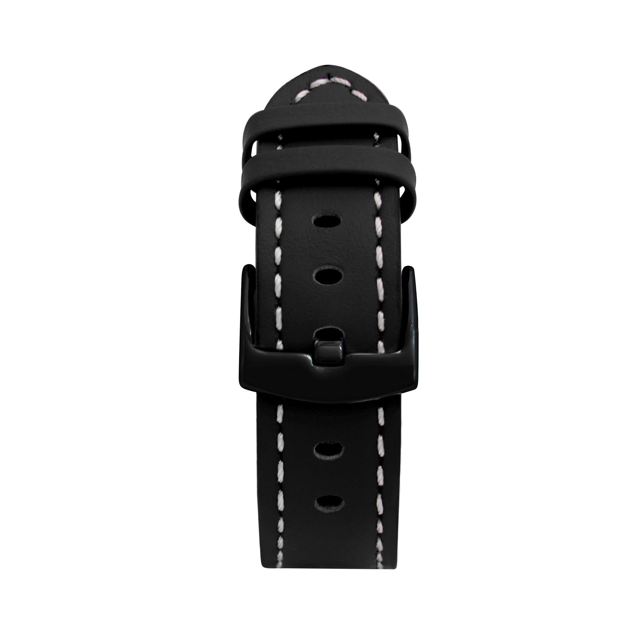 Bandini Leather Aviator Watch Band, White Stitch - 18mm to 28mm