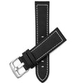 Bandini Leather Aviator Watch Band, White Stitch - 18mm to 28mm