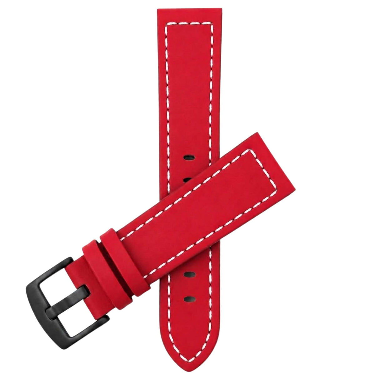 Bandini Leather Aviator Watch Band, White Stitch - 18mm to 28mm