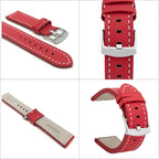 Bandini Leather Aviator Watch Band, White Stitch - 18mm to 28mm