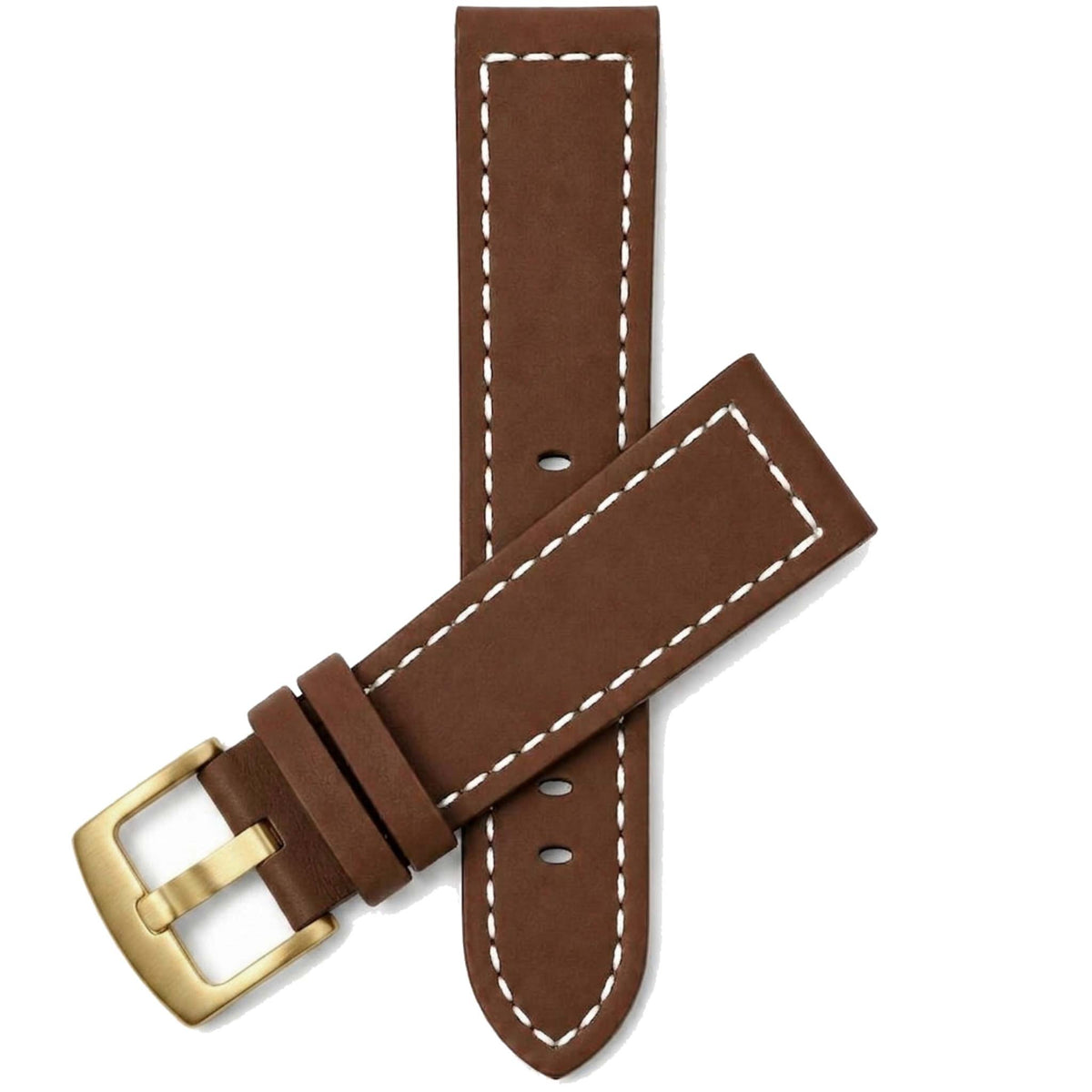Bandini Leather Aviator Watch Band, White Stitch - 18mm to 28mm