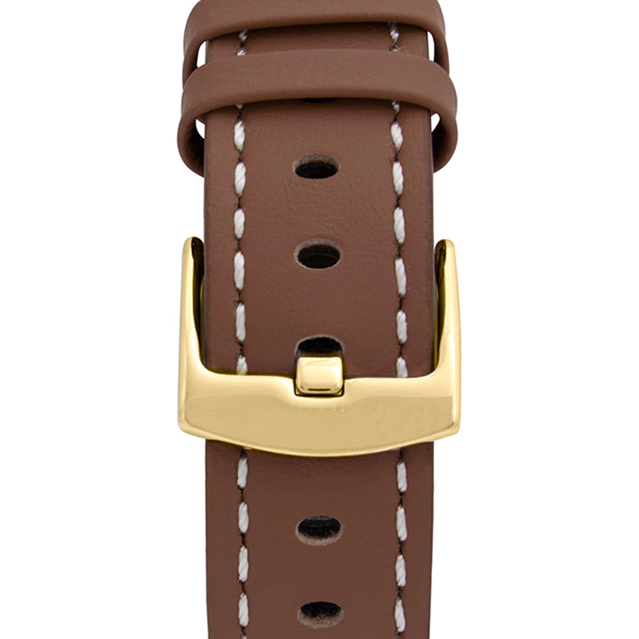 Bandini Leather Aviator Watch Band, White Stitch - 18mm to 28mm