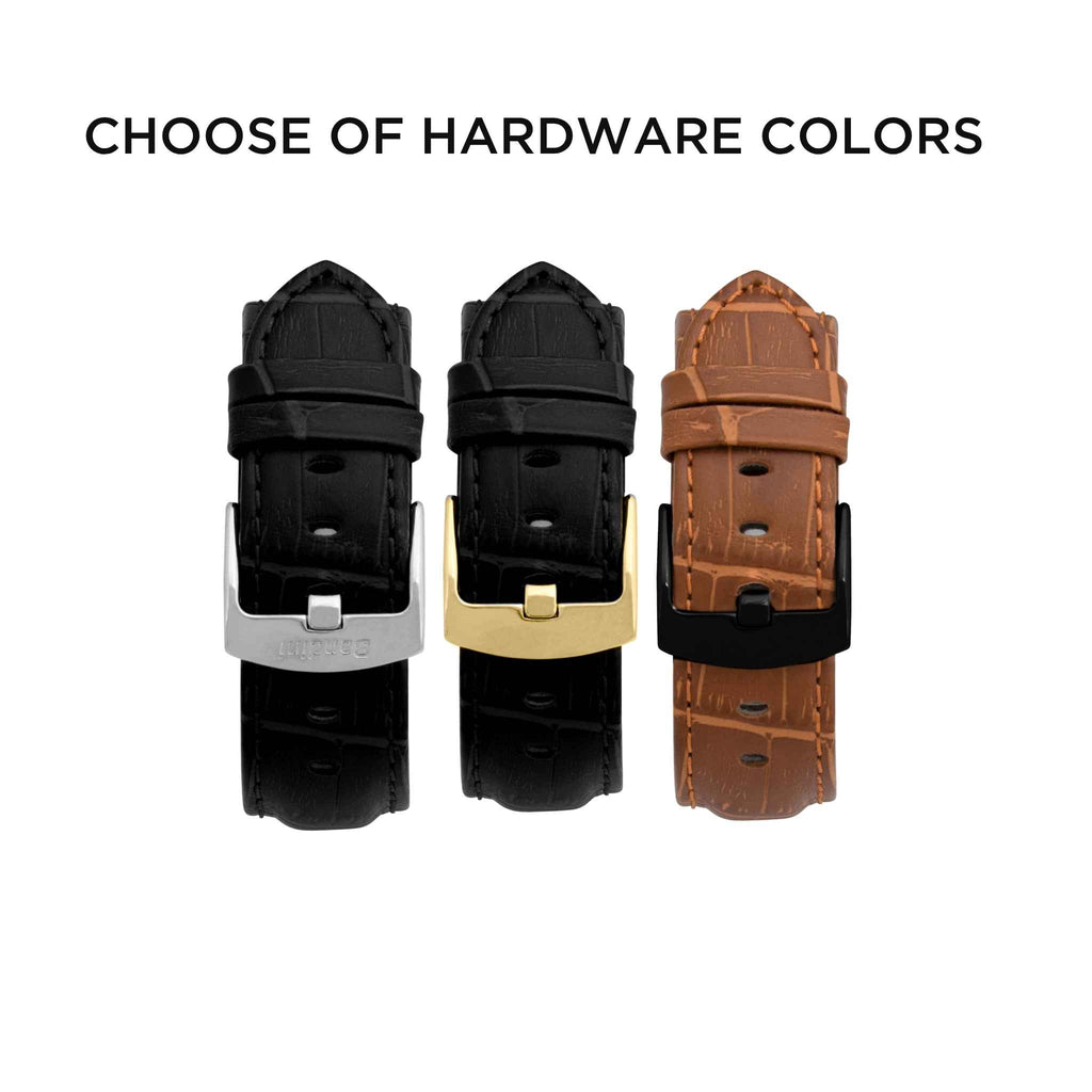 Bandini Mens Classic Leather Watch Band for Apple Watch - Alligator Pattern