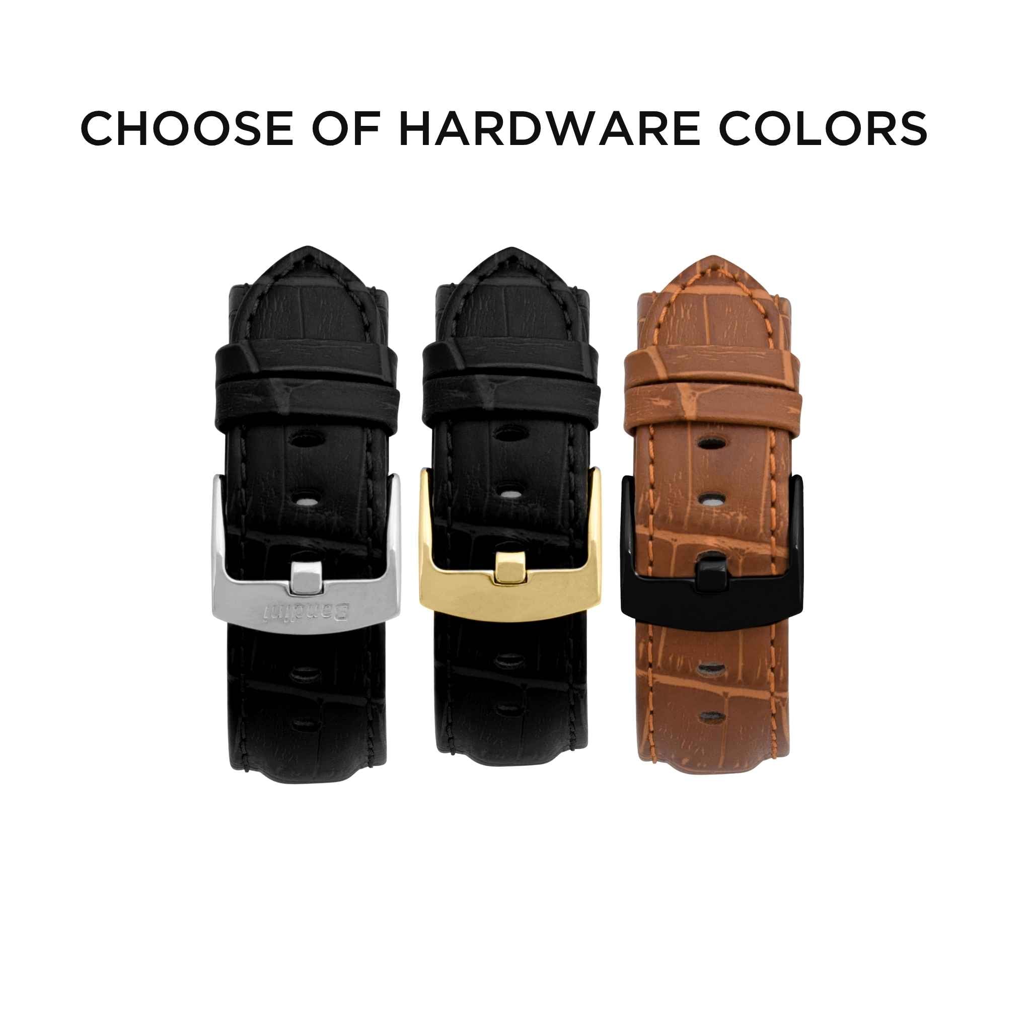 Bandini Mens Classic Leather Watch Band for Apple Watch - Alligator Pattern