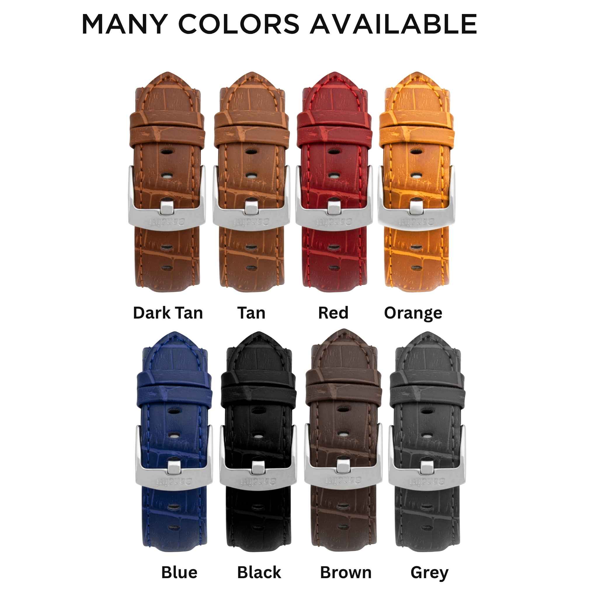 Bandini Mens Classic Leather Watch Band for Apple Watch - Alligator Pattern