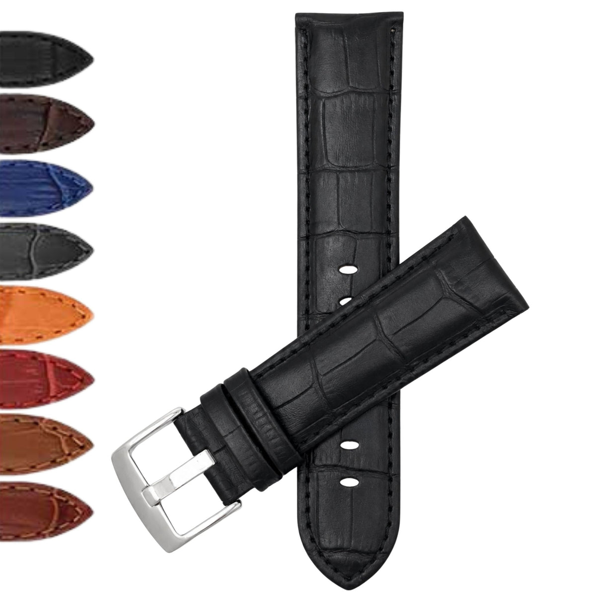 Bandini Leather Alligator Pattern Watch Band – 18mm 20mm 22mm 24mm 26mm