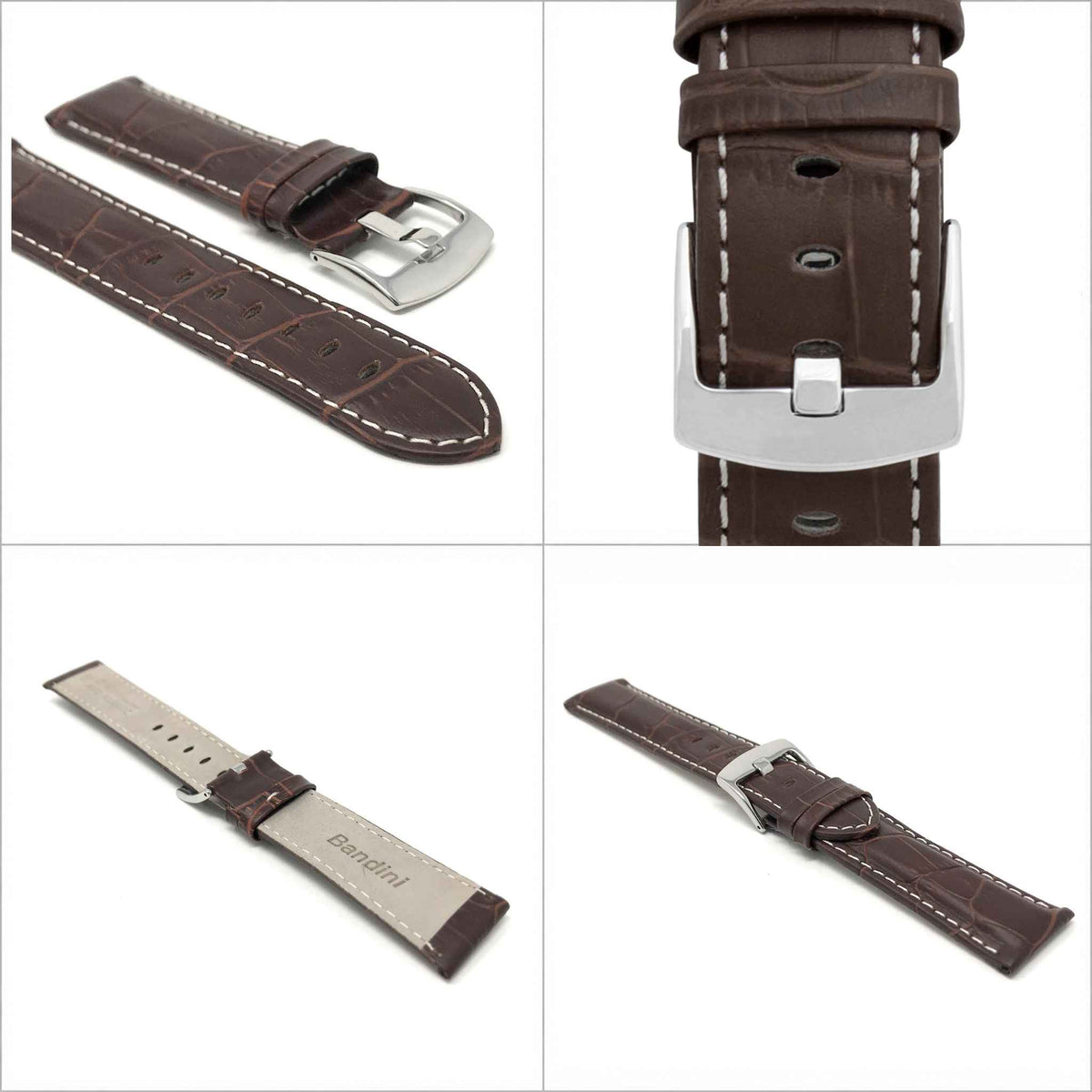 Bandini Leather Alligator Pattern Watch Band – 18mm 20mm 22mm 24mm 26mm