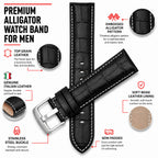 Bandini Leather Alligator Pattern Watch Band – 18mm 20mm 22mm 24mm 26mm