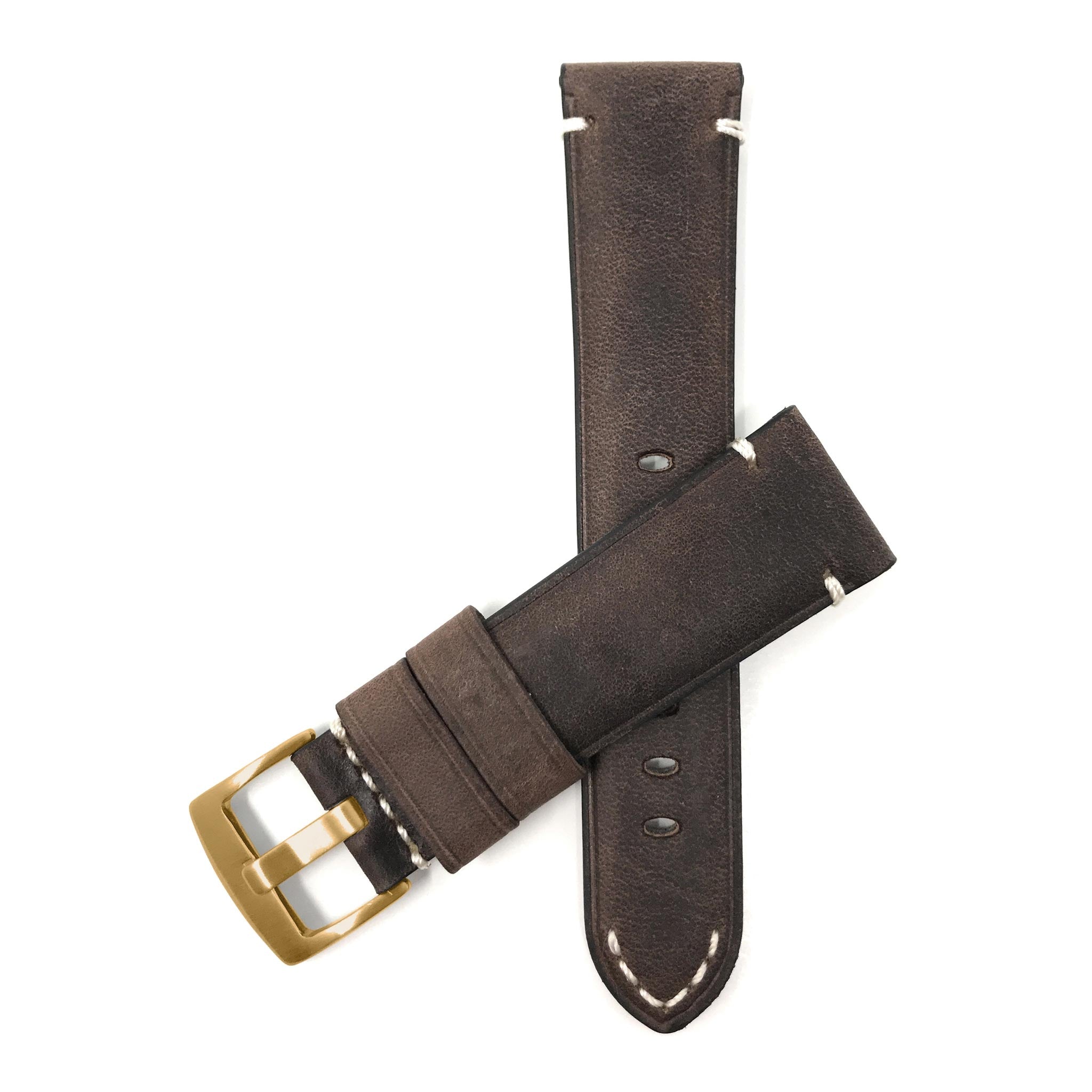 Bandini Mens Distressed Leather Watch Strap Band, 20mm to 24mm (Standard or Extra Long)
