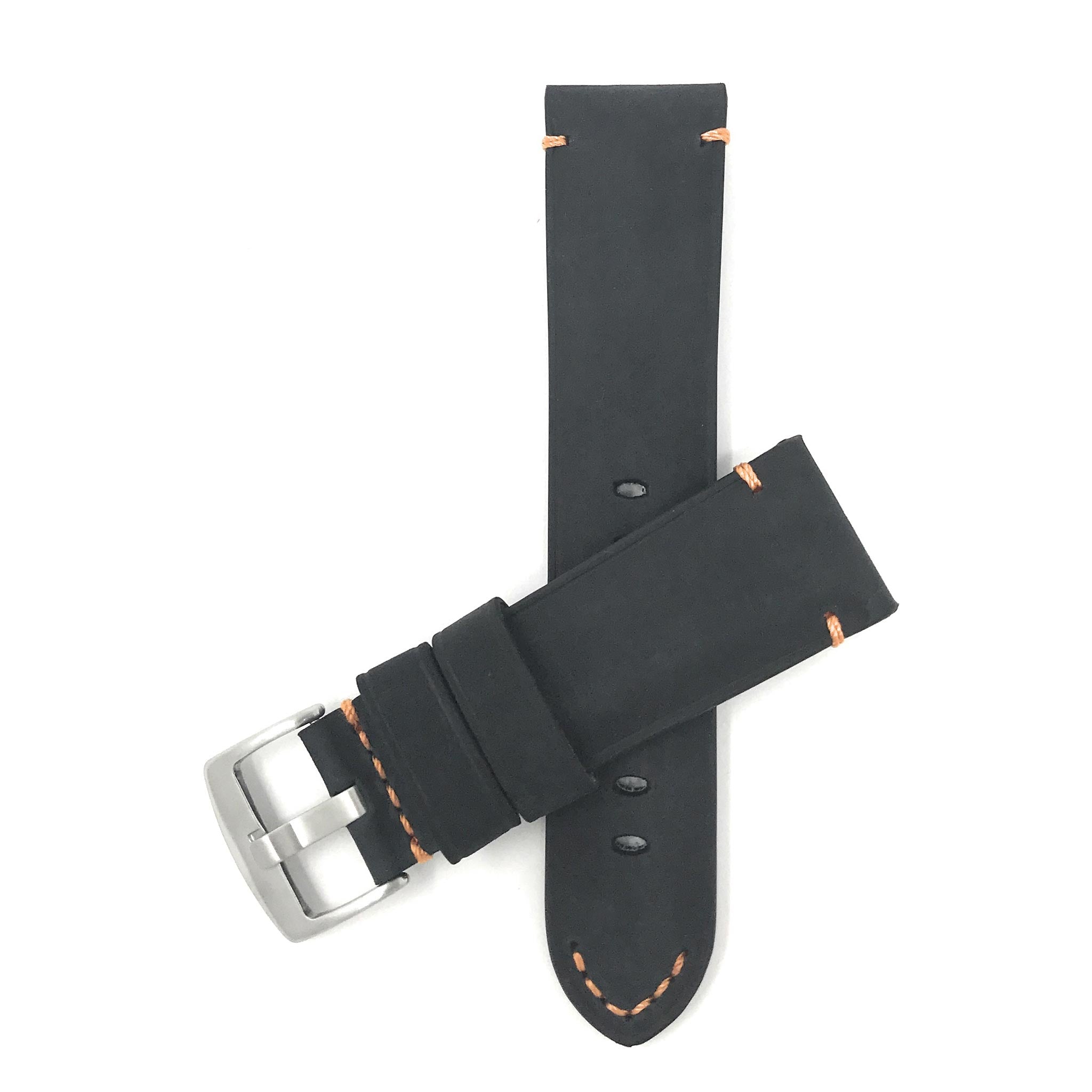 Bandini Mens Distressed Leather Watch Strap Band, 20mm to 24mm (Standard or Extra Long)