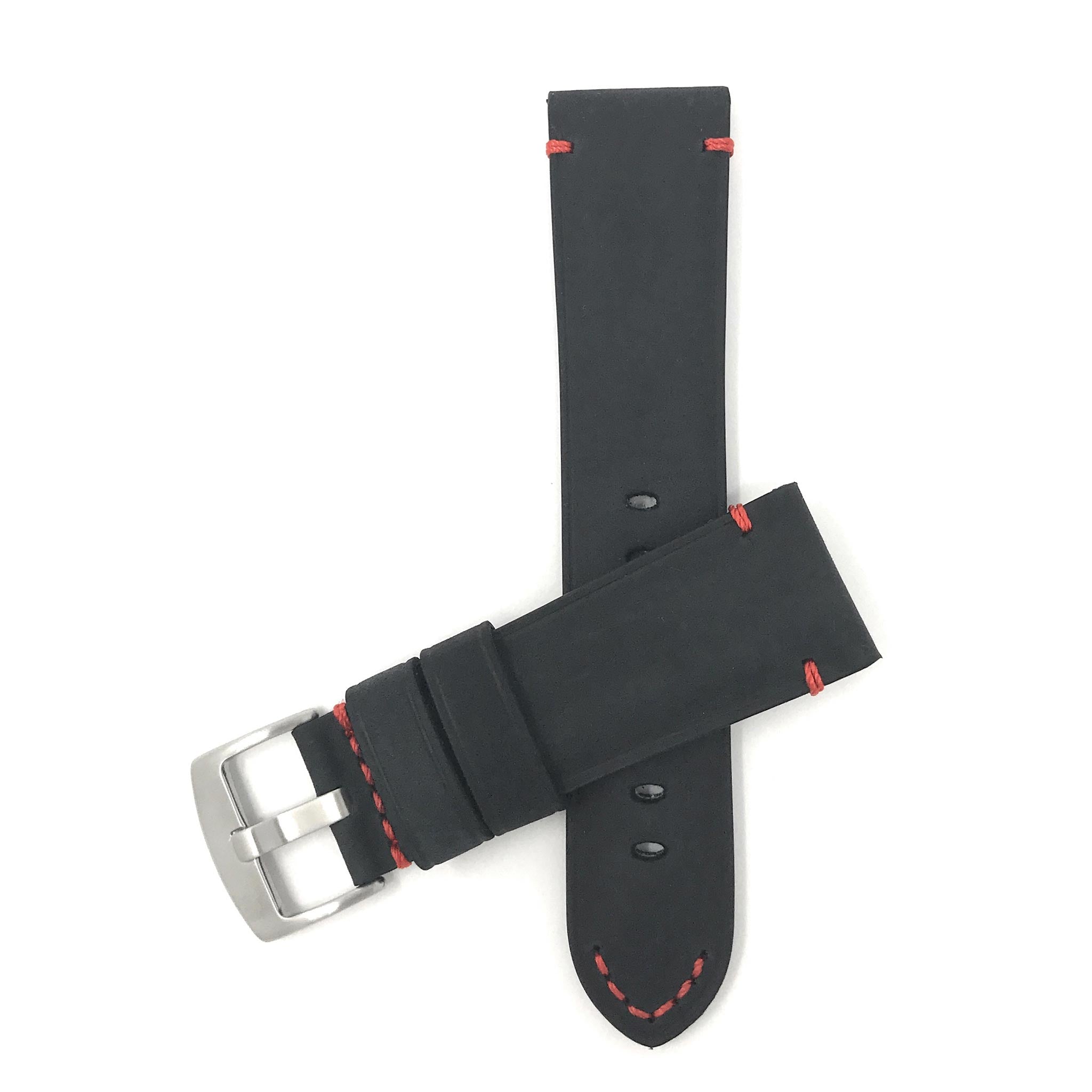 Bandini Mens Distressed Leather Watch Strap Band, 20mm to 24mm (Standard or Extra Long)