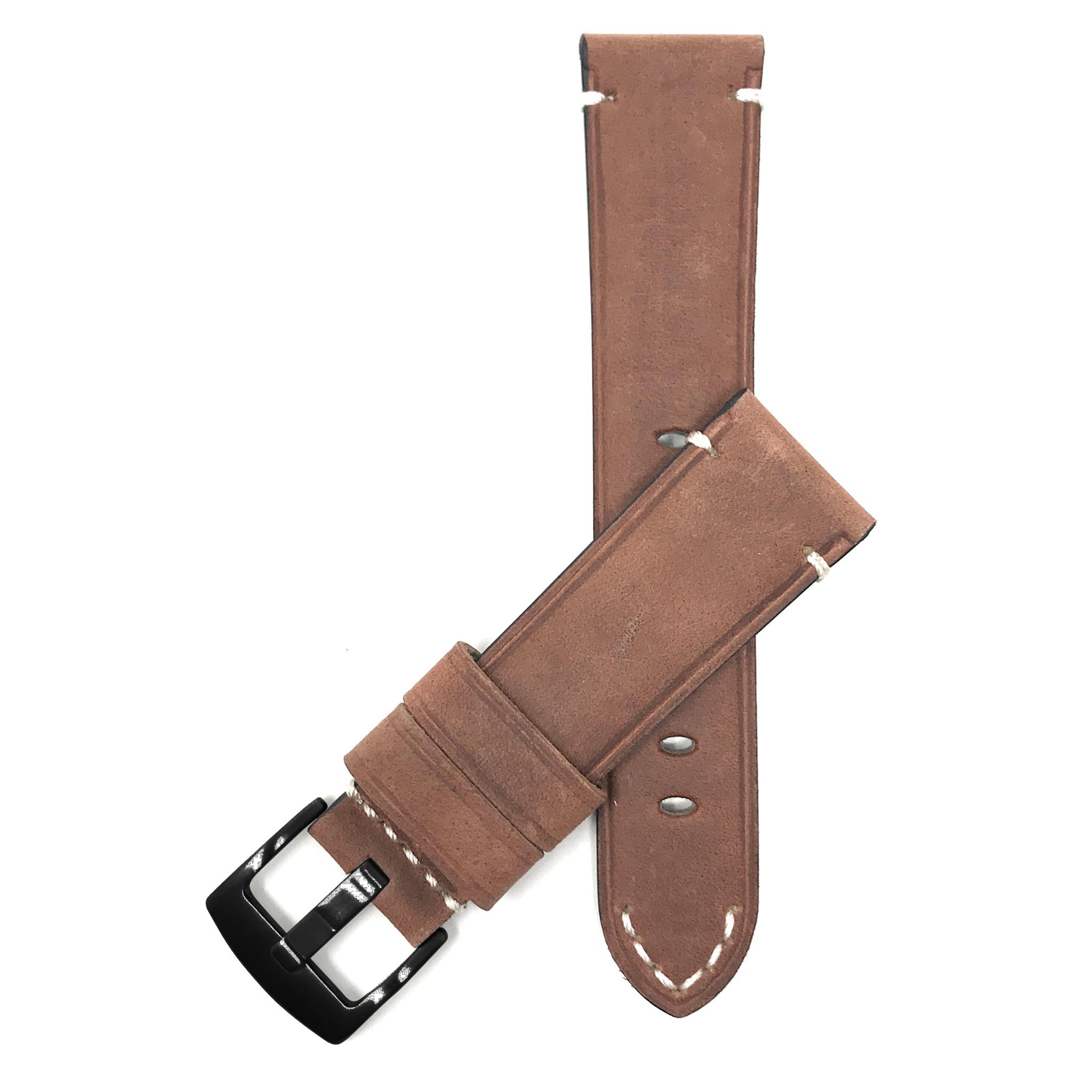 Bandini Mens Distressed Leather Watch Strap Band, 20mm to 24mm (Standard or Extra Long)