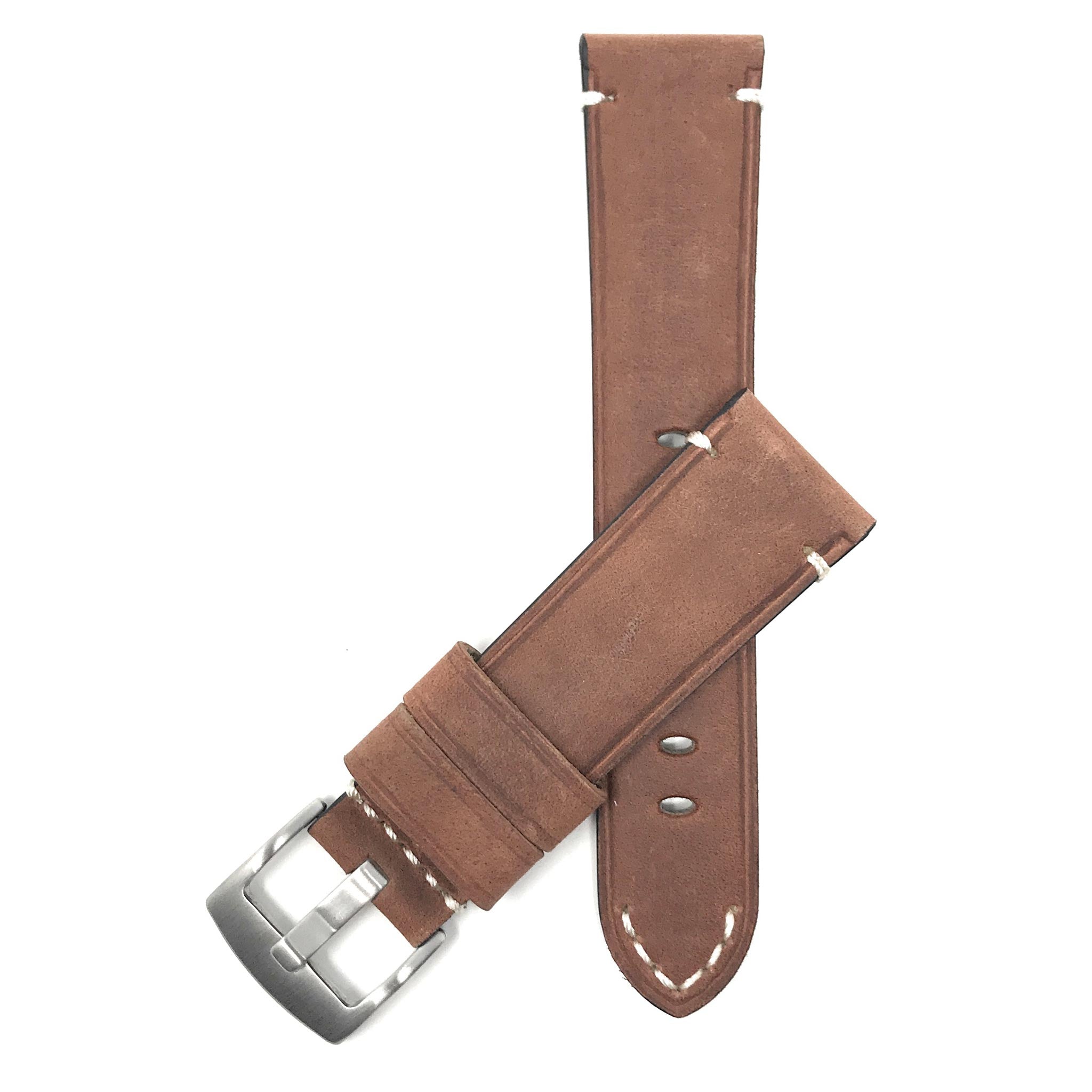 Bandini Mens Distressed Leather Watch Strap Band, 20mm to 24mm (Standard or Extra Long)