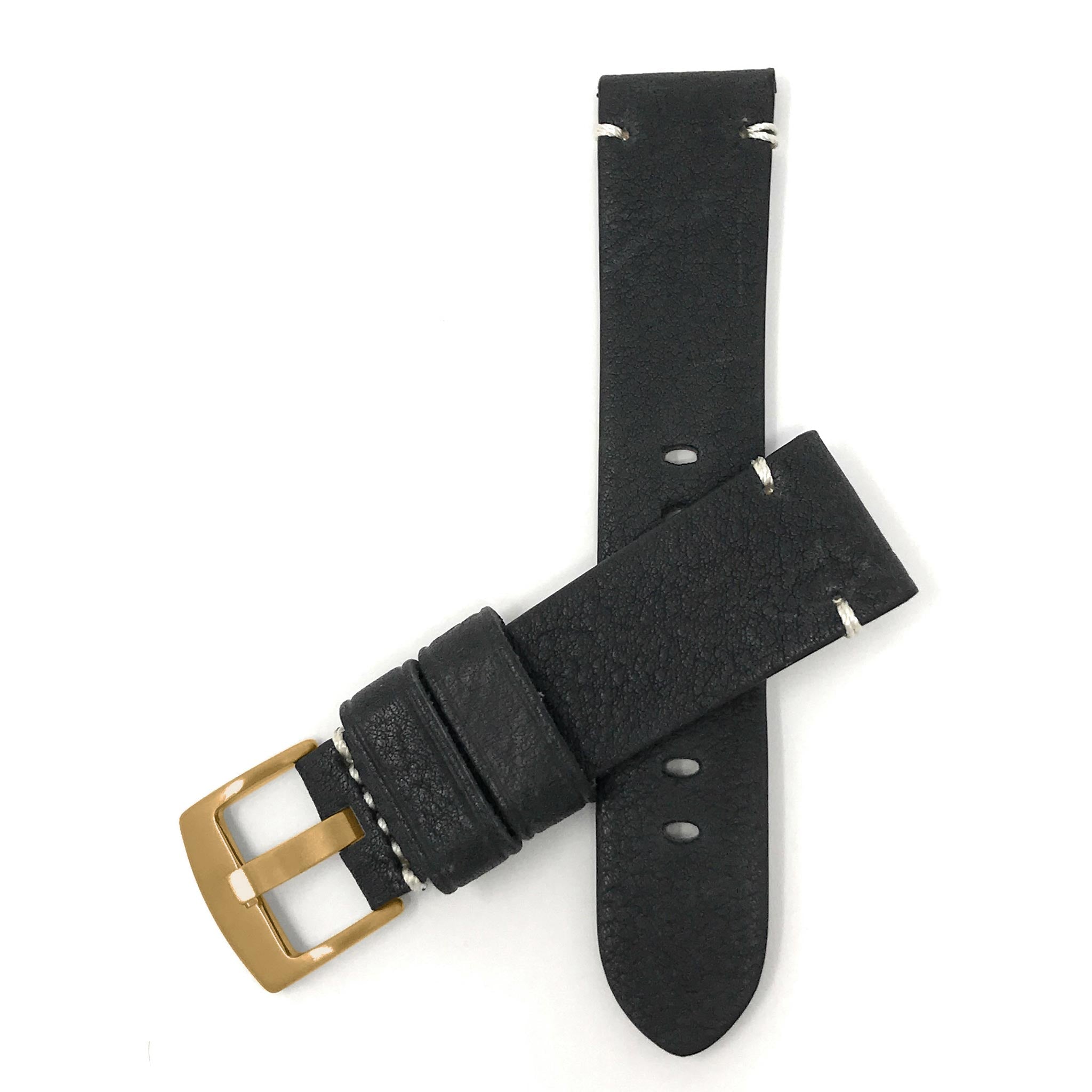 Bandini Mens Distressed Leather Watch Band Strap, Minimal Stitch - 20mm, 22mm, 24mm