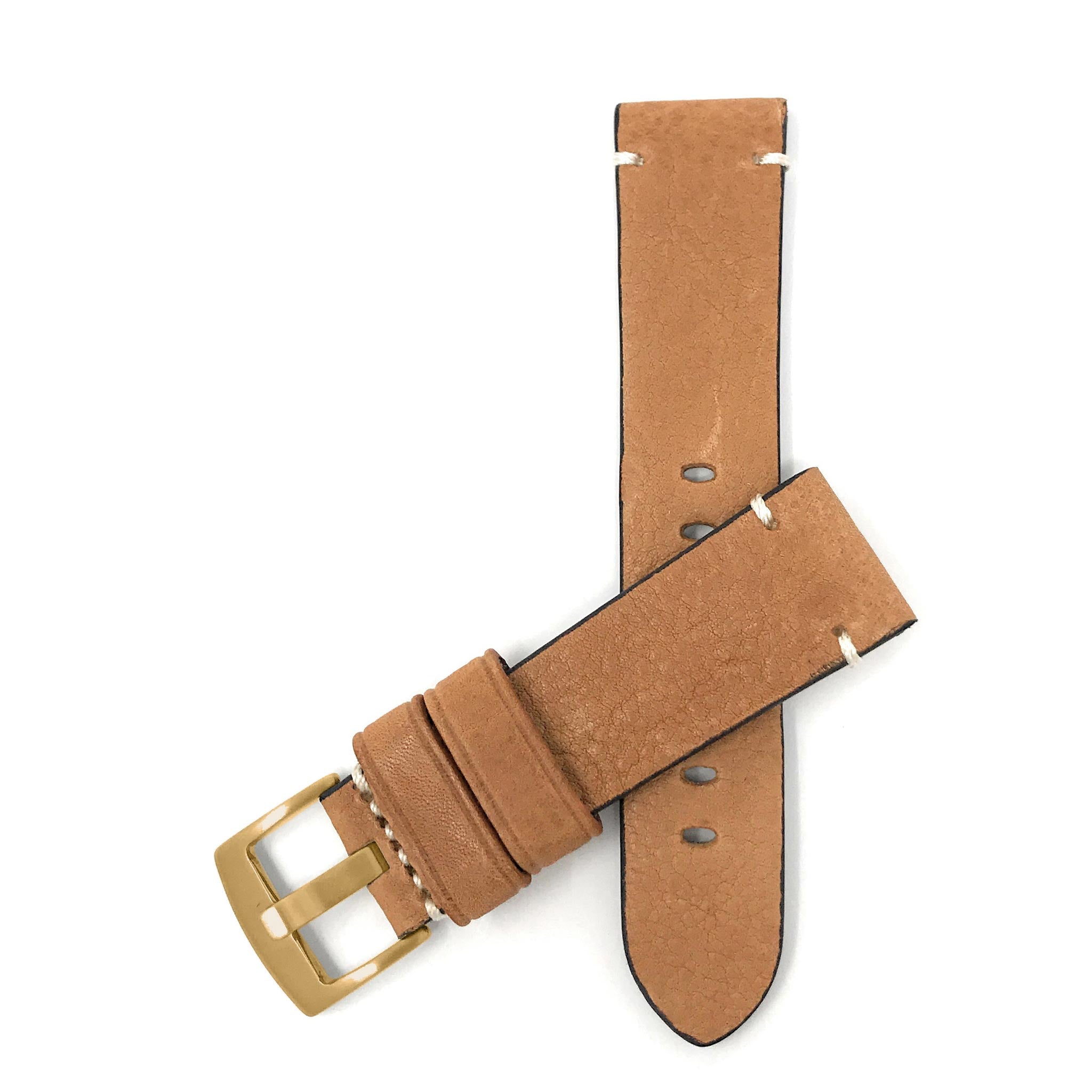 Bandini Mens Distressed Leather Watch Band Strap, Minimal Stitch - 20mm, 22mm, 24mm