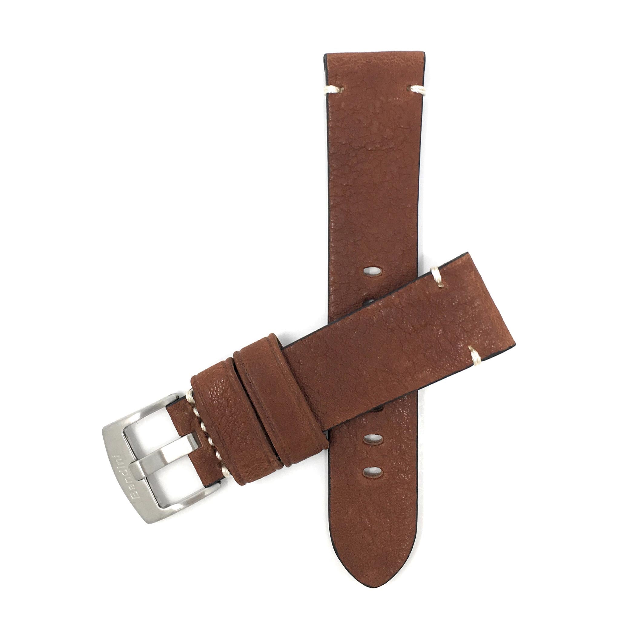 Bandini Mens Distressed Leather Watch Band Strap, Minimal Stitch - 20mm, 22mm, 24mm