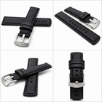 Bandini Mens Leather Carbon Fiber Pattern Watch Band Strap - 20mm, 22mm, 24mm
