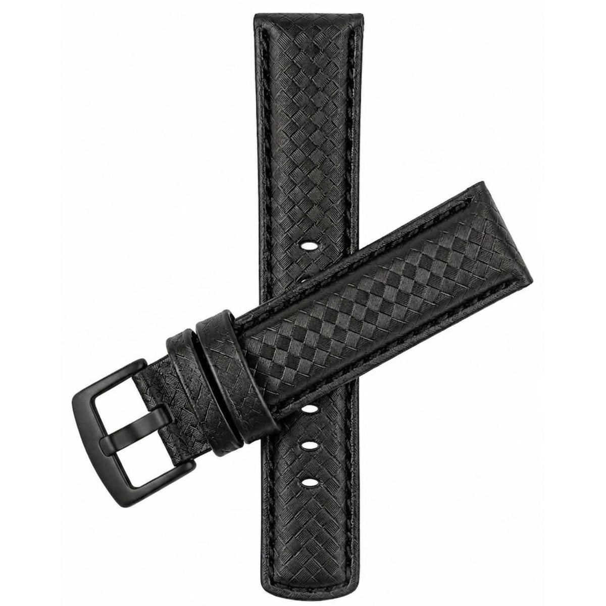 Bandini Mens Leather Carbon Fiber Pattern Watch Band Strap - 20mm, 22mm, 24mm