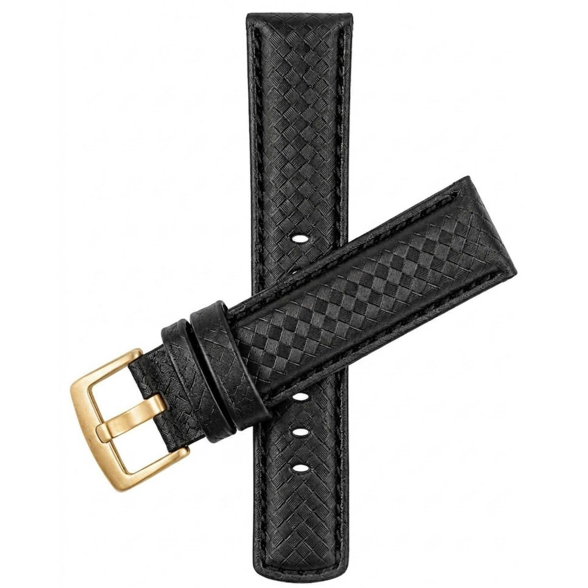 Bandini Mens Leather Carbon Fiber Pattern Watch Band Strap - 20mm, 22mm, 24mm