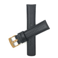 Bandini Mens Leather Carbon Fiber Pattern Watch Band Strap - 20mm, 22mm, 24mm
